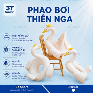 Phao bơi trẻ em hình thiên nga có mái che chống nắng ghế ngồi chống lật PVC dày cao cấp - PTN