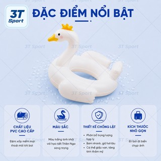 Phao bơi trẻ em hình thiên nga có mái che chống nắng ghế ngồi chống lật PVC dày cao cấp - PTN