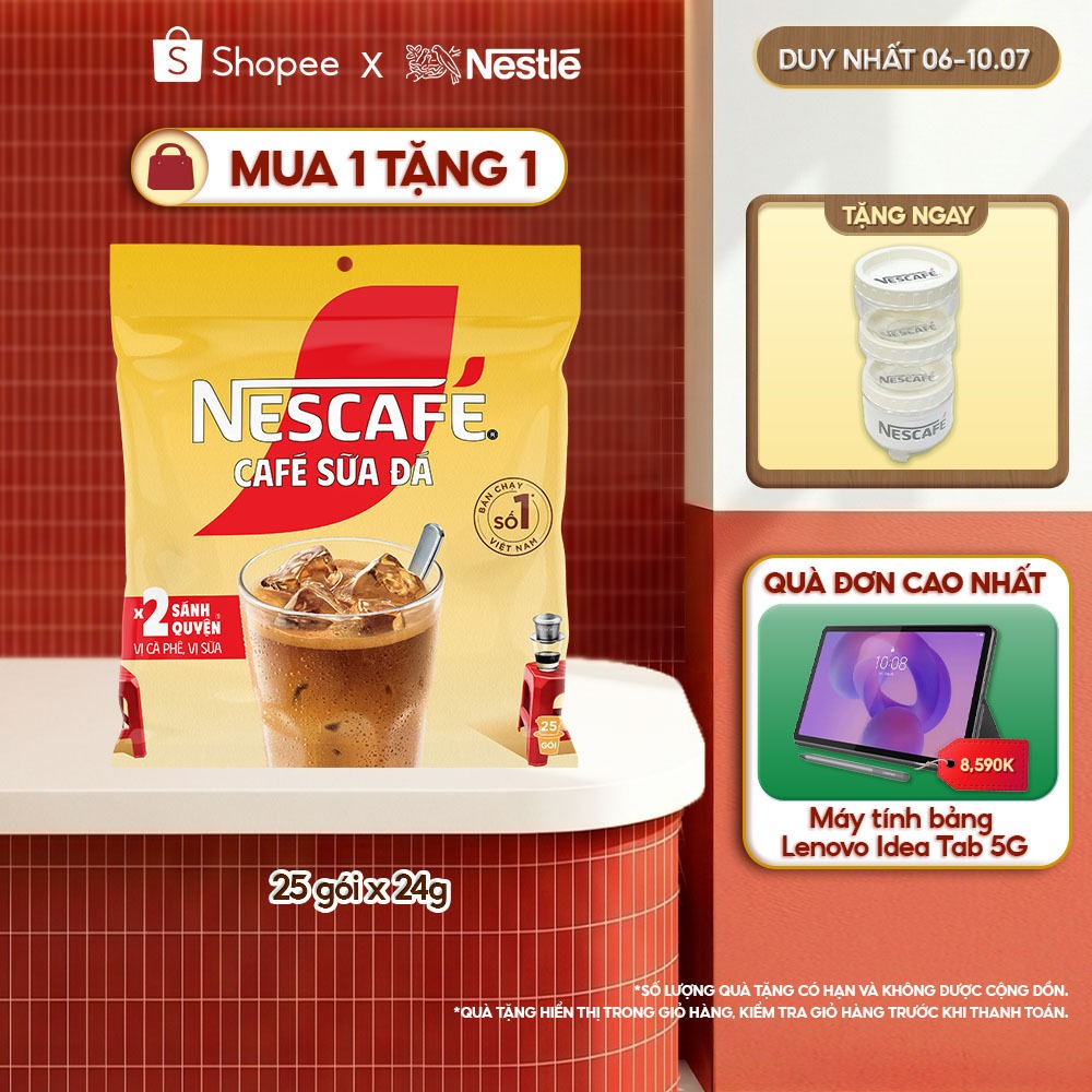 Bịch Cà phê Hòa tan NESCAFÉ CAFÉ SỮA ĐÁ 25 gói Nhân đôi sánh quyện
