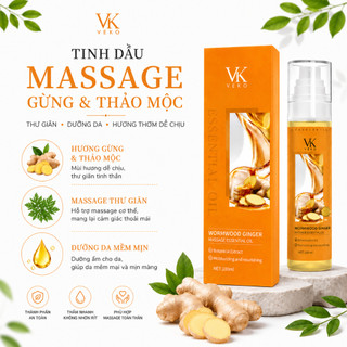 Tinh Dầu Massage Body Gừng Ngải Cứu VEKO 100ml - Massage Thư Giãn, Làm Dịu Nhẹ, Chăm Sóc Cơ Thể