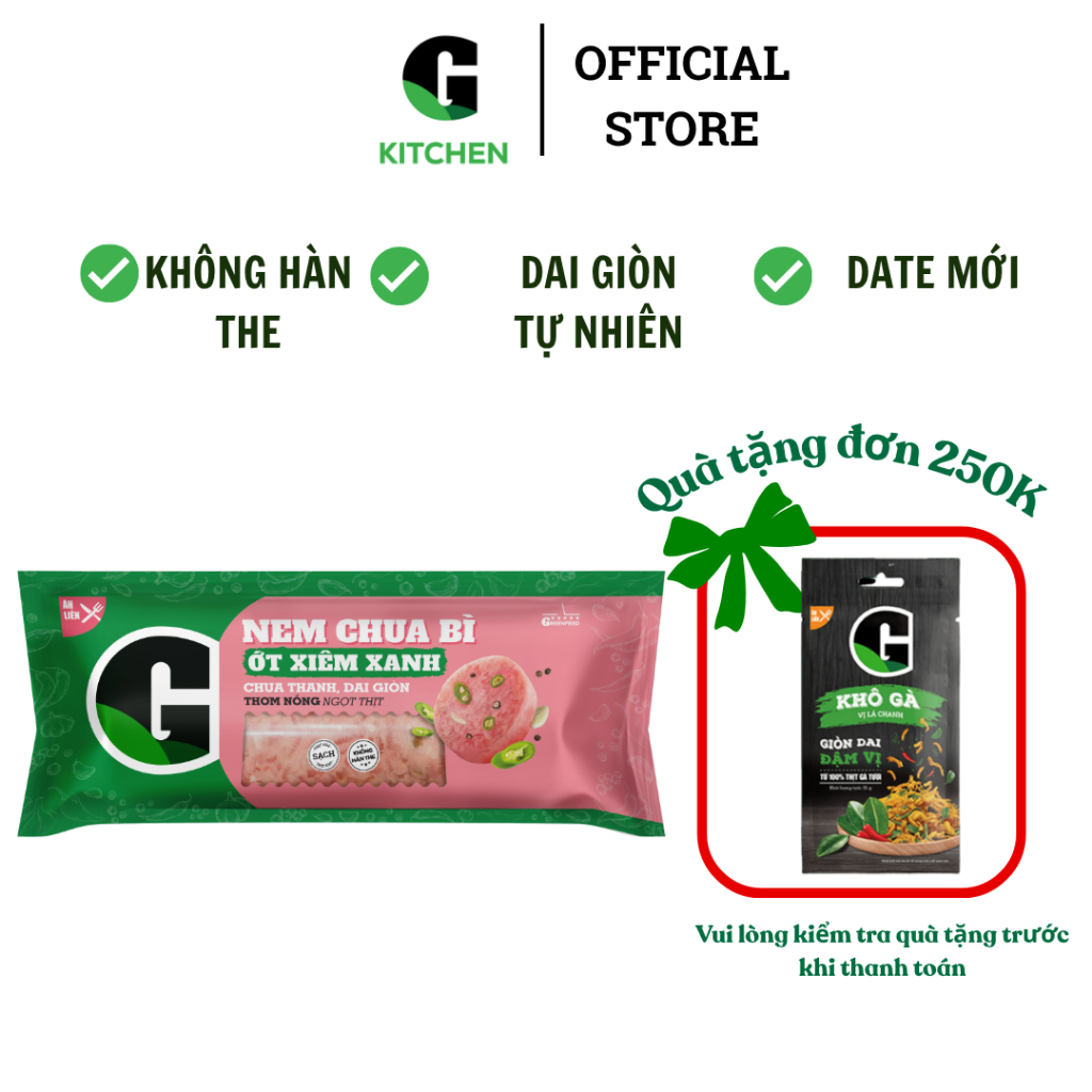 Nem chua bì ớt xiêm xanh G Kitchen 180g/45g [Giao nội thành HCM]