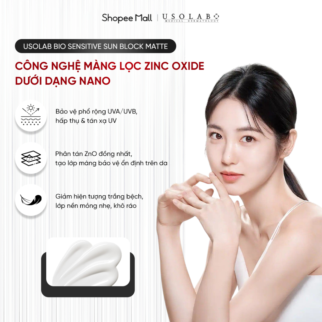 USOLAB Kem Chống Nắng Da Dầu Mụn Bio Intensive Sun Block Matte SPF50+ PA++++ – Kiểm Soát Nhờn, Không Bít Lỗ Chân Lông