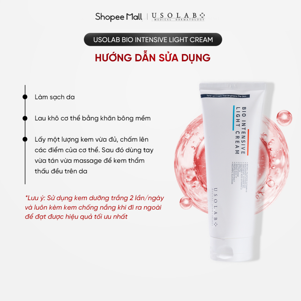 USOLAB Kem Dưỡng Trắng Da Body Bio Intensive Light Cream – Mờ Thâm Sạm, Dưỡng Ẩm Sáng Da Toàn Thân 250ml