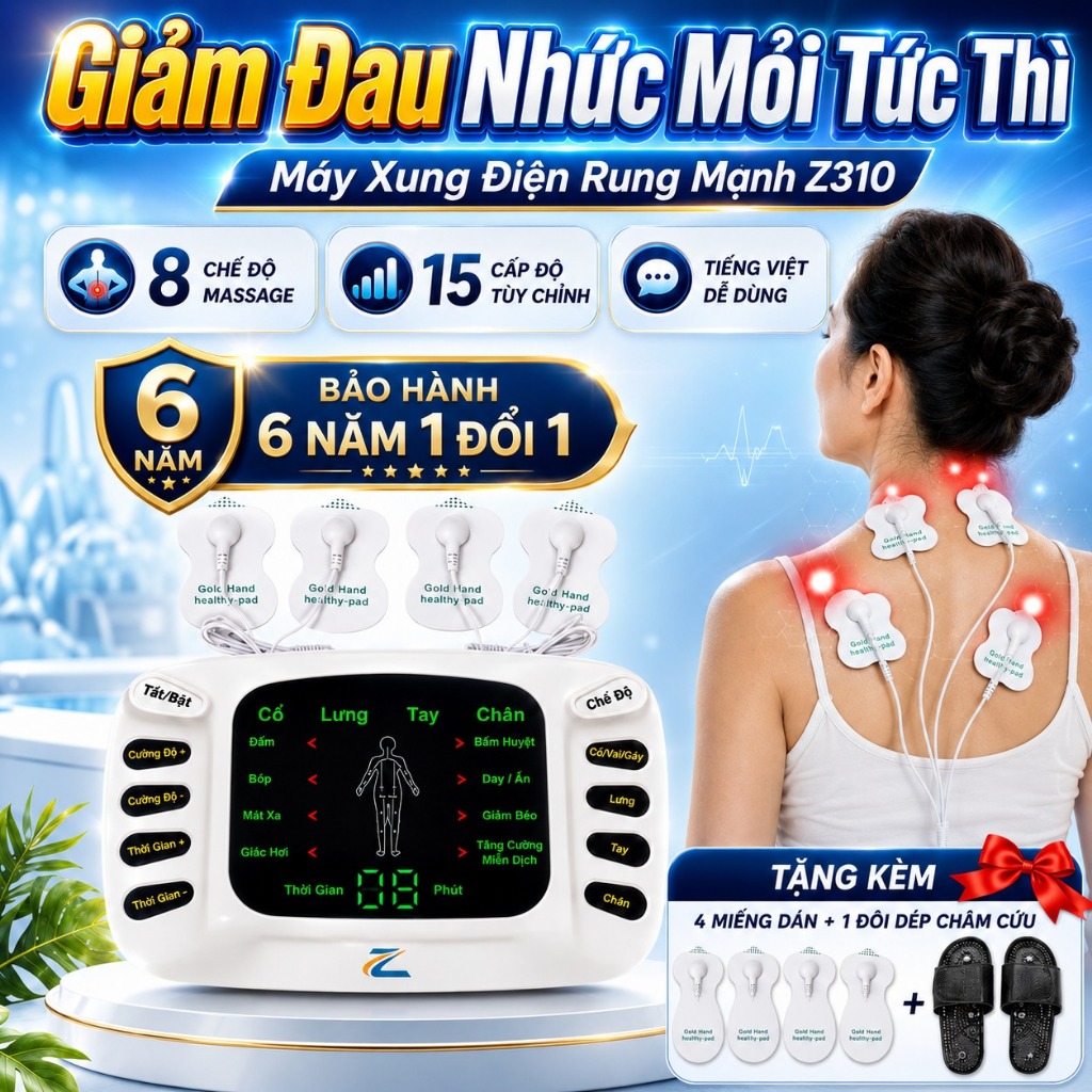 Máy Massage Xung Điện Trị Liệu Z310, Máy Massage Cầm Tay Rung Mạnh 15 Cấp Độ Giảm Đau Cổ Vai Gáy