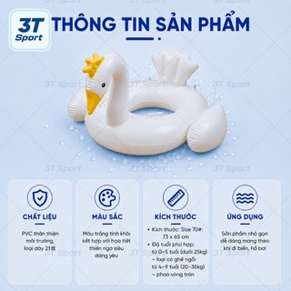 Phao bơi trẻ em hình thiên nga có mái che chống nắng ghế ngồi chống lật PVC dày cao cấp - PTN