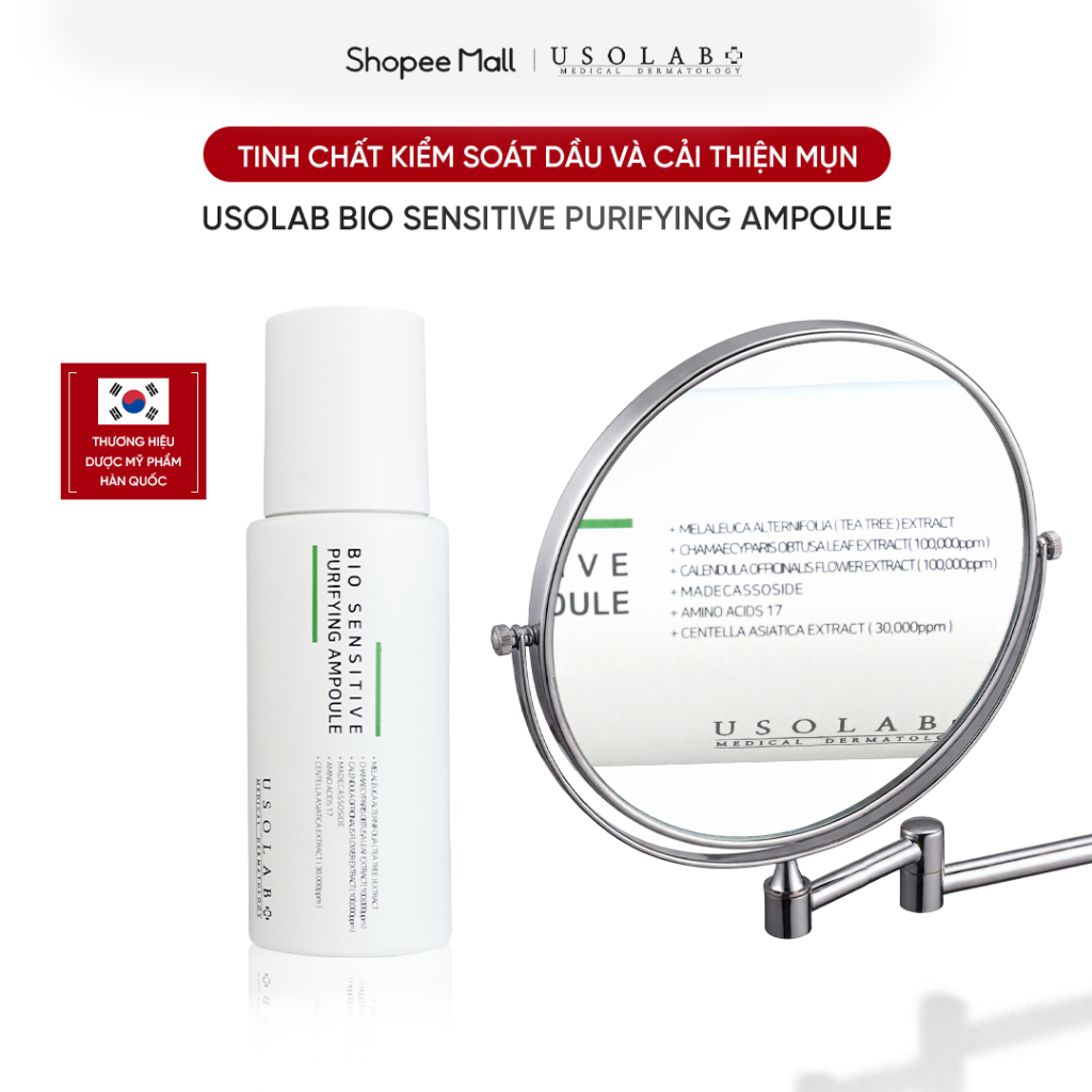 Tinh chất giảm dầu mụn Purifying Ampoule USOLAB -  Giúp kiềm dầu, giảm dầu mụn và giàm đỏ 50ml