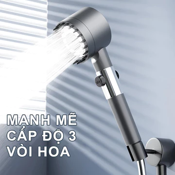 Vòi Sen Tăng Áp Cao Cấp Kèm Dây - Vòi Tăng Áp Mạnh 3 Chế Độ Tùy Chỉnh, Có Lõi Lọc Nước An Toàn Cho Da, Đầu Vòi Massage