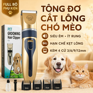 Tông Đơ Cắt Lông Chó Mèo Chenow Siêu Êm Ít Rung, Máy Cạo Lông Thú Cưng Không Kẹt Lông, Kèm 4 Cữ 3/6/9/12mm