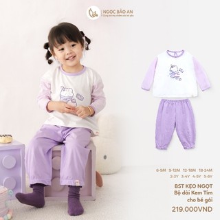 NBAN (6M-6Y) Bộ quần áo dài bé gái Kem Tím cotton thấm hút tốt, dễ mặc nhà đi chơi, đi học-CANDY5.25
