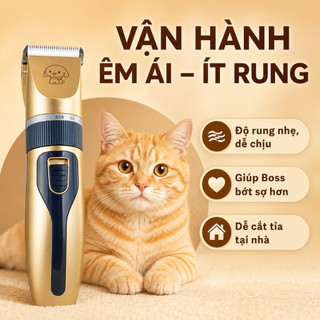 Tông Đơ Cắt Lông Chó Mèo Chenow Siêu Êm Ít Rung, Máy Cạo Lông Thú Cưng Không Kẹt Lông, Kèm 4 Cữ 3/6/9/12mm