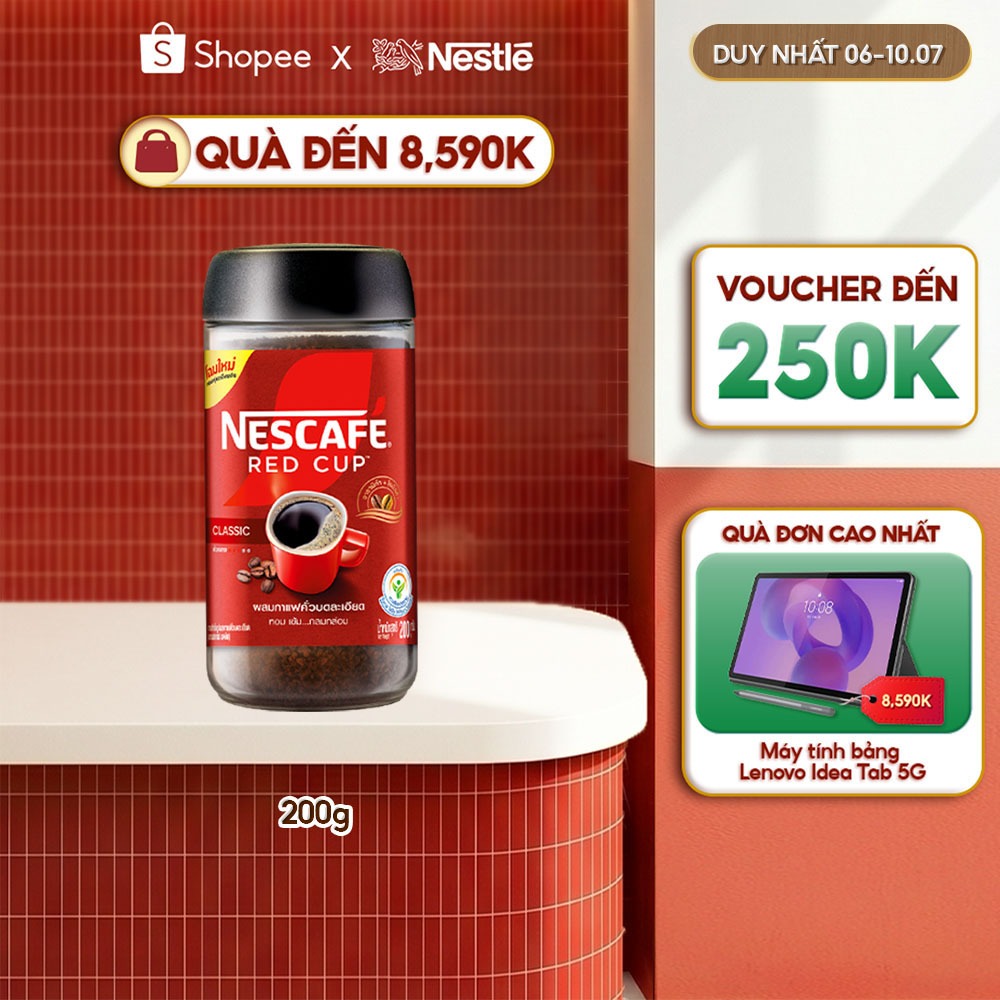 Cà phê hòa tan kết hợp cà phê rang xay Nescafé Red Cup hũ 200g