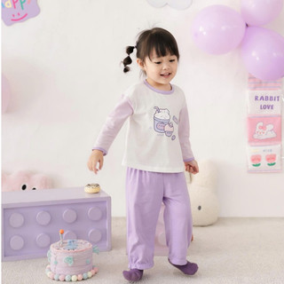 NBAN (6M-6Y) Bộ quần áo dài bé gái Kem Tím cotton thấm hút tốt, dễ mặc nhà đi chơi, đi học-CANDY5.25