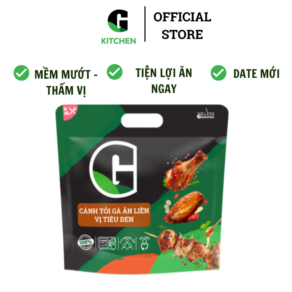 Cánh tỏi gà ăn liền vị tiêu đen G Kitchen 250g [Giao HCM]