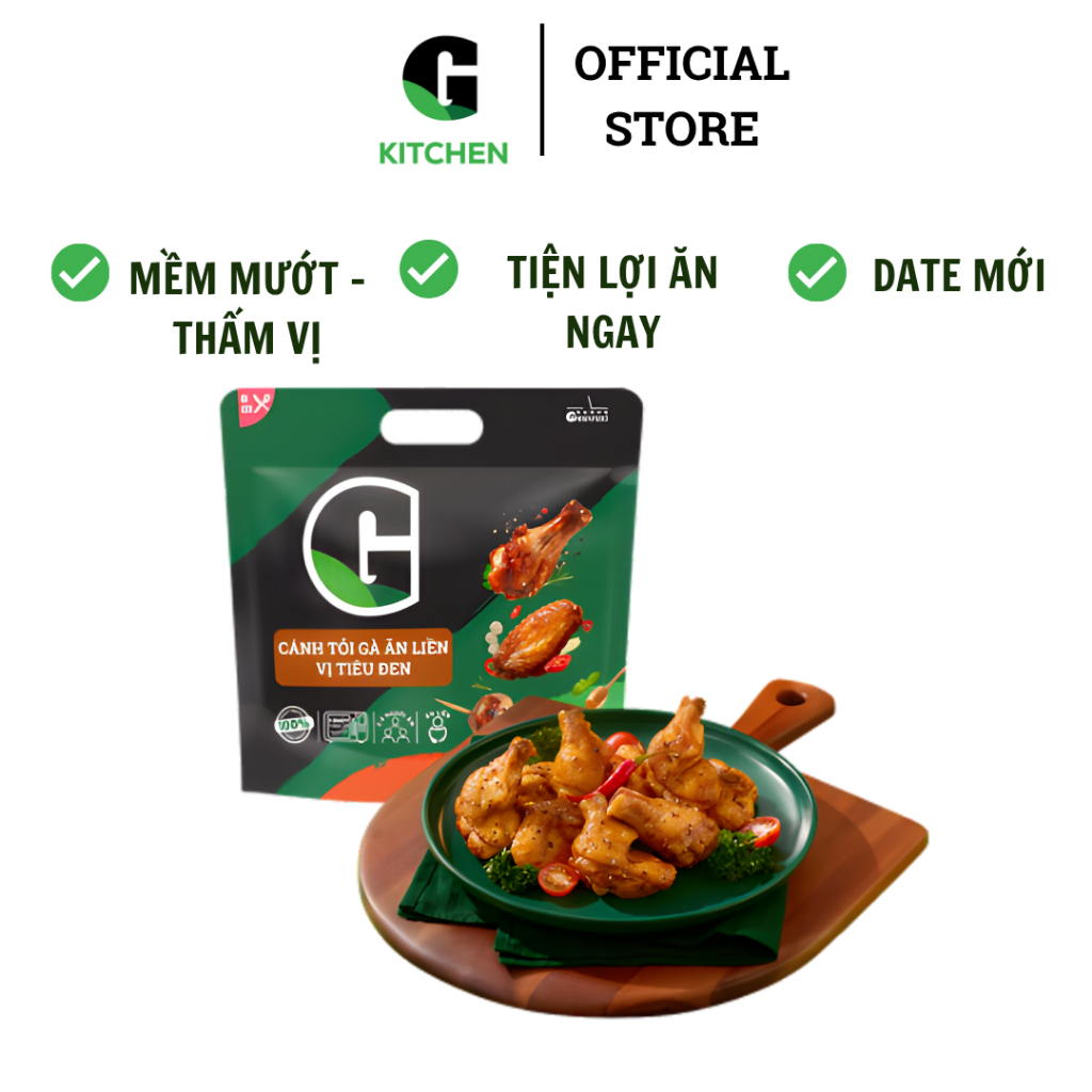Cánh tỏi gà ăn liền vị tiêu đen G Kitchen 250g [Giao HCM]