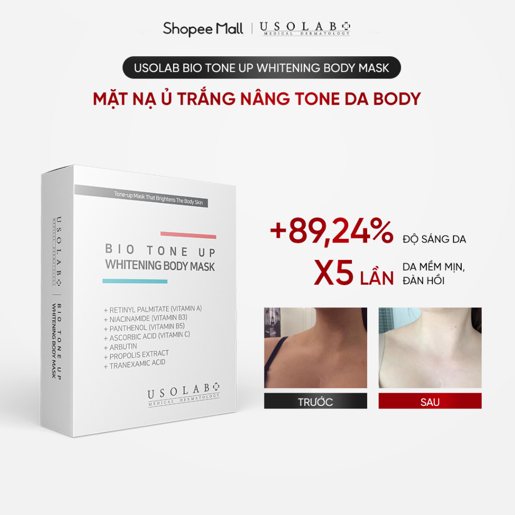 Kem ủ trắng body USOLAB - Giúp làm trắng da body, dưỡng da trắng sáng , nâng tông tự nhiên 5 gói 100g