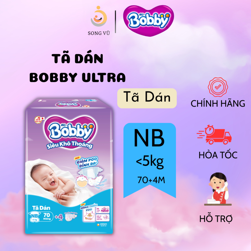 [MUA 1 TẶNG KÈM QUÀ ] TÃ DÁN/ TÃ QUẦN BOBBY ULTRA MỀM MẠI, SIÊU THOÁNG KHÍ XS/S/M/L