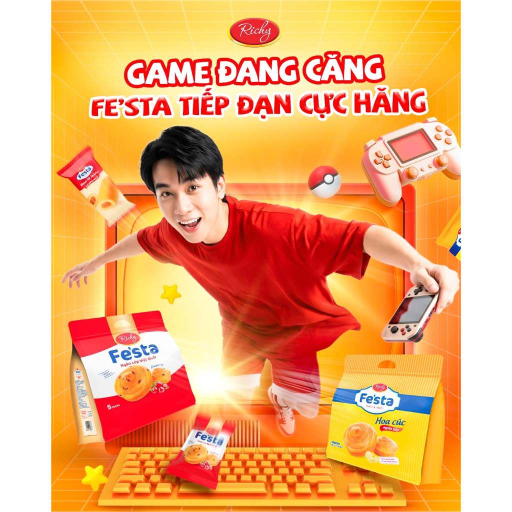 [TẶNG QUÀ ĐƠN TỪ 129K] Combo 6 Bánh mì hoa cúc ngàn lớp, Bánh mì Lụa Fe'sta Richy, HSD 35 ngày từ NSX