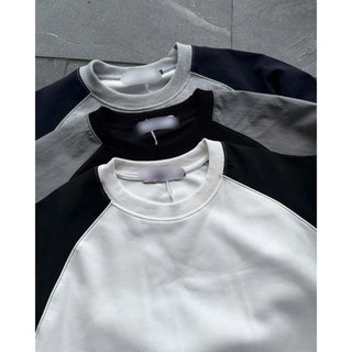 Áo Sweater Nam Tay Dài Cotton Mix Dù Form Regular Phối Tay Túi Hộp Basic Phong Cách Hàn Quốc
