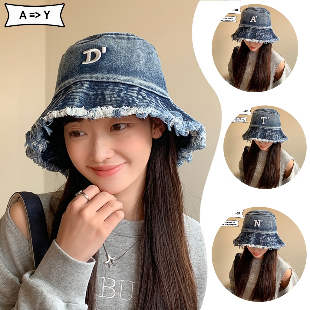 Mũ Bucket Chữ Cái | Nón Chữ cái chất Jean thời trang Cao cấp from Unisex Nam Nữ