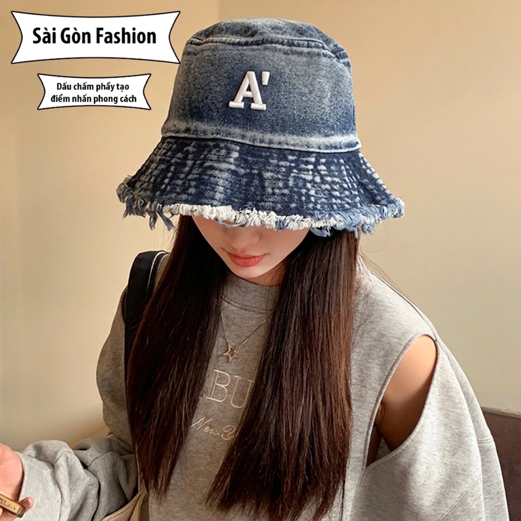 Mũ Bucket Chữ Cái | Nón Chữ cái chất Jean thời trang Cao cấp from Unisex Nam Nữ