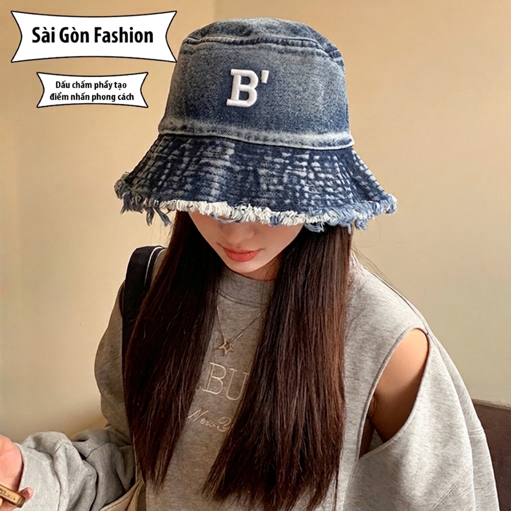 Mũ Bucket Chữ Cái | Nón Chữ cái chất Jean thời trang Cao cấp from Unisex Nam Nữ