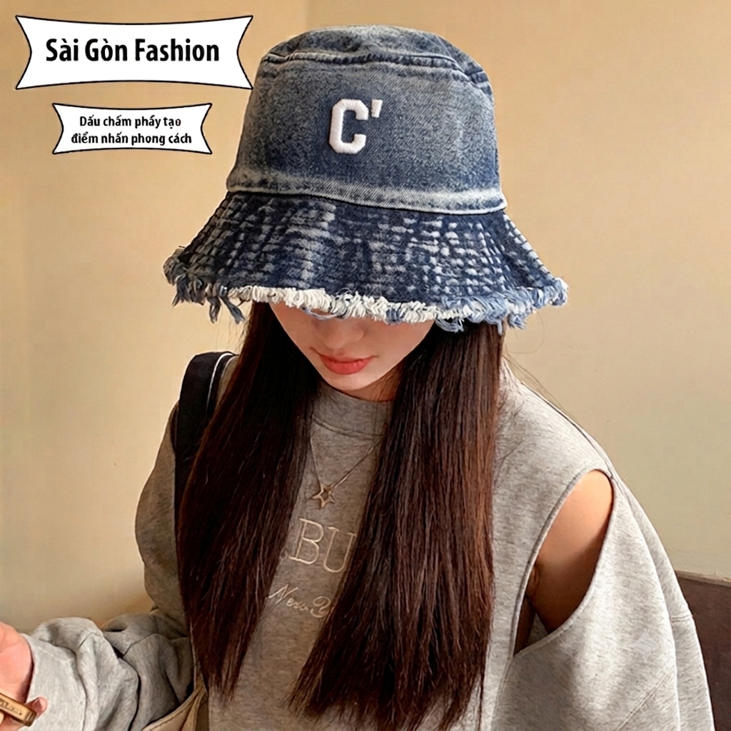 Mũ Bucket Chữ Cái | Nón Chữ cái chất Jean thời trang Cao cấp from Unisex Nam Nữ