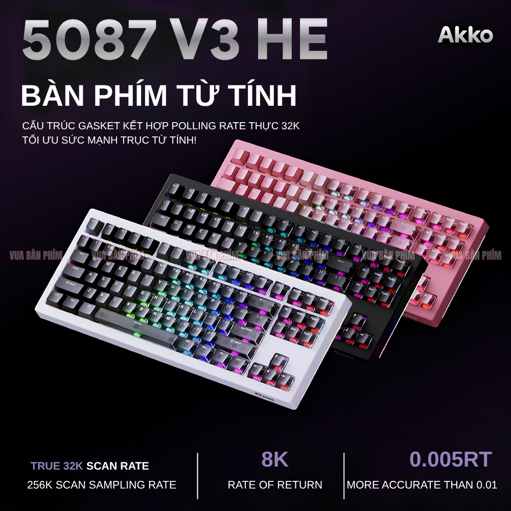 Bàn phím cơ  Akko 5087 HE trục từ , polling rate 8k,  độ phản hồi 0.005RT , 3 mode , full foam , layout tkl, led rgb | BigBuy360 - bigbuy360.vn