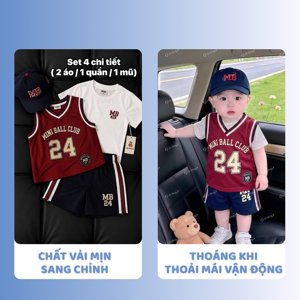 [À ƠI SHOP] D93- set 3 ct cộc mini ball club số 24 kèm mũ- a111.120