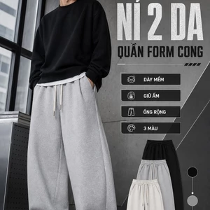 Quần nỉ nam 2 da ống rộng lưng chun quần thể thao nam mặc đi học đi chơi T.O Studio