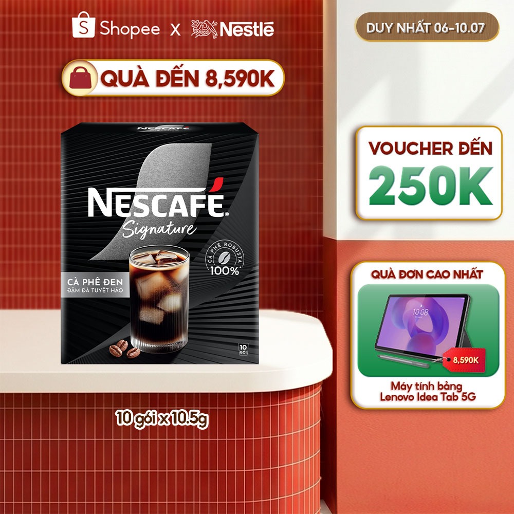 Cà phê đen hòa tan NESCAFÉ Signature Hộp 10 gói ĐẬM ĐÀ TUYỆT HẢO