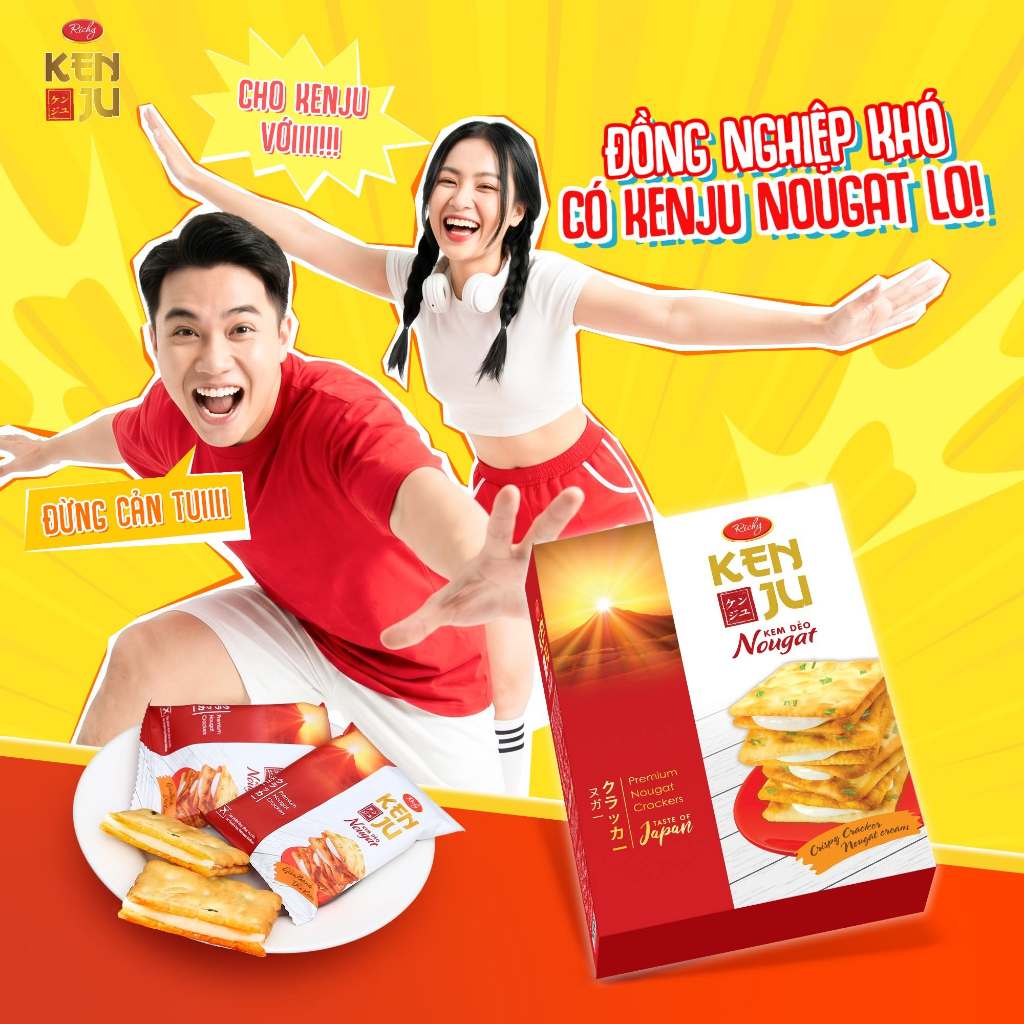 [TẶNG QUẠT ĐƠN 180K]  Combo 2-3 bánh quy hành Kenju Richy túi 186g - 279g