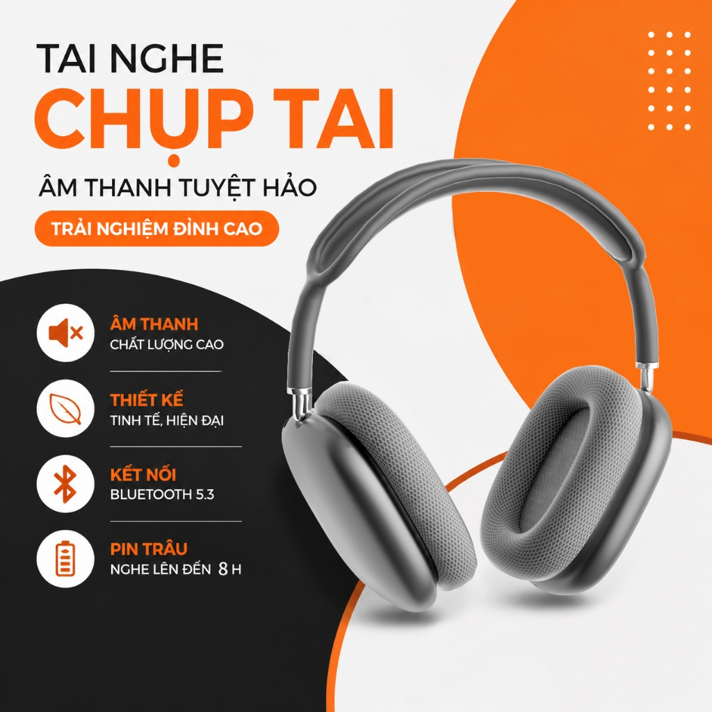 Tai Nghe Bluetooth P9 Chụp Tai Không Dây Âm Thanh HiFi Bass Mạnh Có Mic Đàm Thoại Pin Trâu | BigBuy360 - bigbuy360.vn