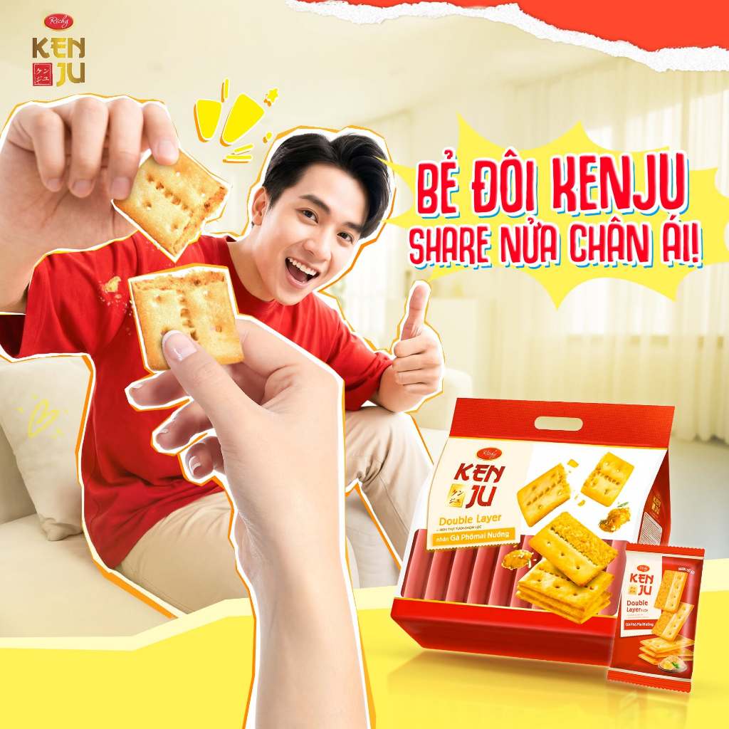 [TẶNG QUẠT ĐƠN 180K]  Combo bánh quy Kenju nhiều vị, Kenju rau củ/ vị tôm,kem dẻo hành, chà bông