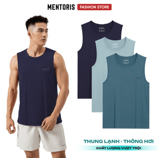 Áo xát nách nam Mentoris tanktop khỏe khoắn, kiểu dệt lỗ kim cao cấp thoáng mát MTT2601