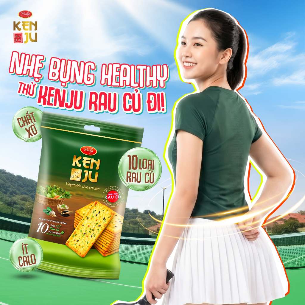 [TẶNG QUẠT ĐƠN 180K]  [BAO BÌ MỚI] Bánh quy Kenju Richy vị rau củ, vị tôm túi 192g, hộp 288g, Bánh Kẹo Richy
