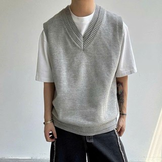 Áo Gile Len Nam Dễ Phối Đồ Cổ Tim Dệt Kim Form Regular Basic Phong Cách Hàn Quốc
