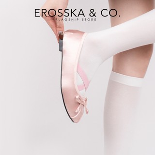 Erosska - Giày balletcore quai chéo mũi nhăn, kiểu dáng basic thời trang màu xanh - EL115