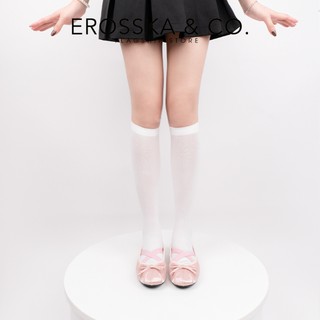 Erosska - Giày balletcore quai chéo mũi nhăn, kiểu dáng basic thời trang màu xanh - EL115