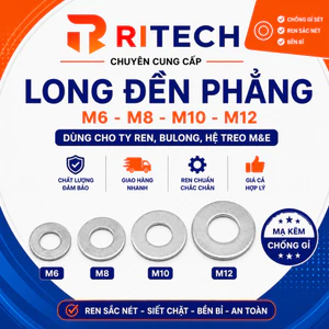 Long Đền Phẳng mạ Kẽm RITECH M6 M8 M10 M12 - Dùng Cho Ty Ren, Bulong, Hệ Treo M&E