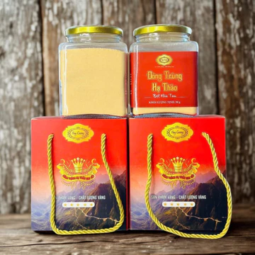 Bột đông trùng hạ thảo hòa tan Huy Cương (50g) từ nấm đông trùng hạ thảo sấy khô thăng hoa ngâm mật ong, pha trà
