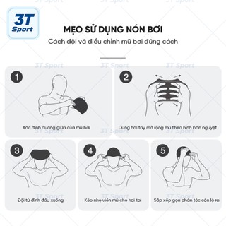 Mũ bơi silicon cao cấp 3T Wave ôm sát đầu không siết tóc bảo vệ tai phù hợp nam nữ NB3T02