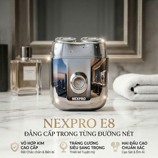 Máy Cạo Râu NEXPRO E8 Chống Nước IPX7, Vỏ Kim Loại, Dao 15 Lưỡi Sắc Bén Cổng Sạc Type-C Tiện Dụng
