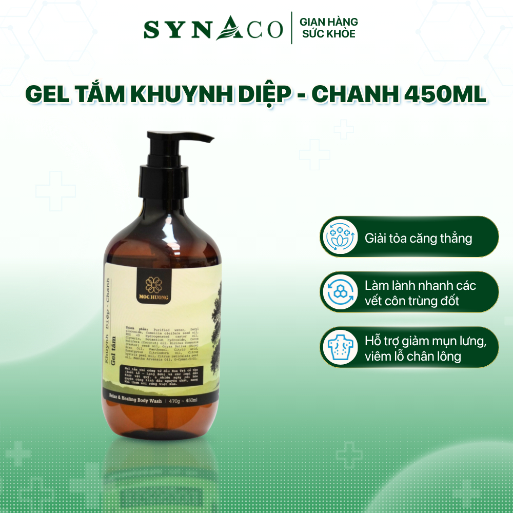 Gel tắm khuynh diệp - chanh – chai 240ml/38ml, hương thơm thanh mát | SYNACO