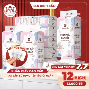 Giấy rút đáy Sen Kinh Bắc 1000 tờ 4 lớp mềm mịn, giấy đa năng treo tường thành phần bột gỗ tự nhiên