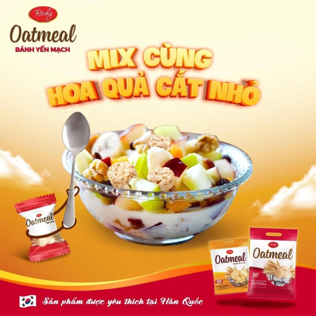 [MUA 3 TẶNG 1 QUAT]  Bánh Yến mạch Richy túi 206-220-250g Mini Bite (Sữa/Phô Mai)