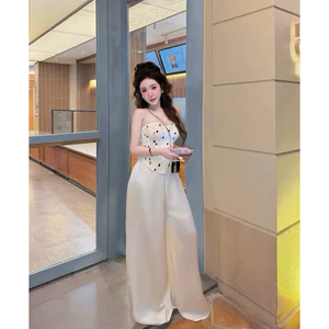 Set Bộ Áo Cúp Ngực Phối Quần Lụa Satin Ống Suông Sang Chảnh Tôn Dáng