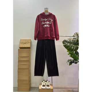 Áo Hoodie Nam Phom Rộng Nỉ Chân Cua Form Oversize In Chữ Basic Phong Cách Hàn Quốc