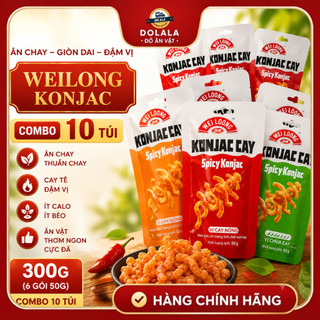 Combo 10 túi Khoai Nưa Weilong cay giòn các vị 500g(6 gói nhỏ 50g), Dạ dày chay ăn liền giòn rụm (Bao bì tiếng Việt)