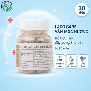 Lado Care Vân Mộc Hương Ladophar 80 viên, hỗ trợ giảm đau bụng, đầy bụng, khó tiêu