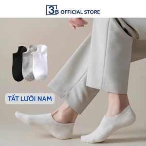 Tất vớ nam nữ thể thao cổ ngắn 3B trắng đen xám cotton khử mùi, thoáng khí MS3004- Tất lười